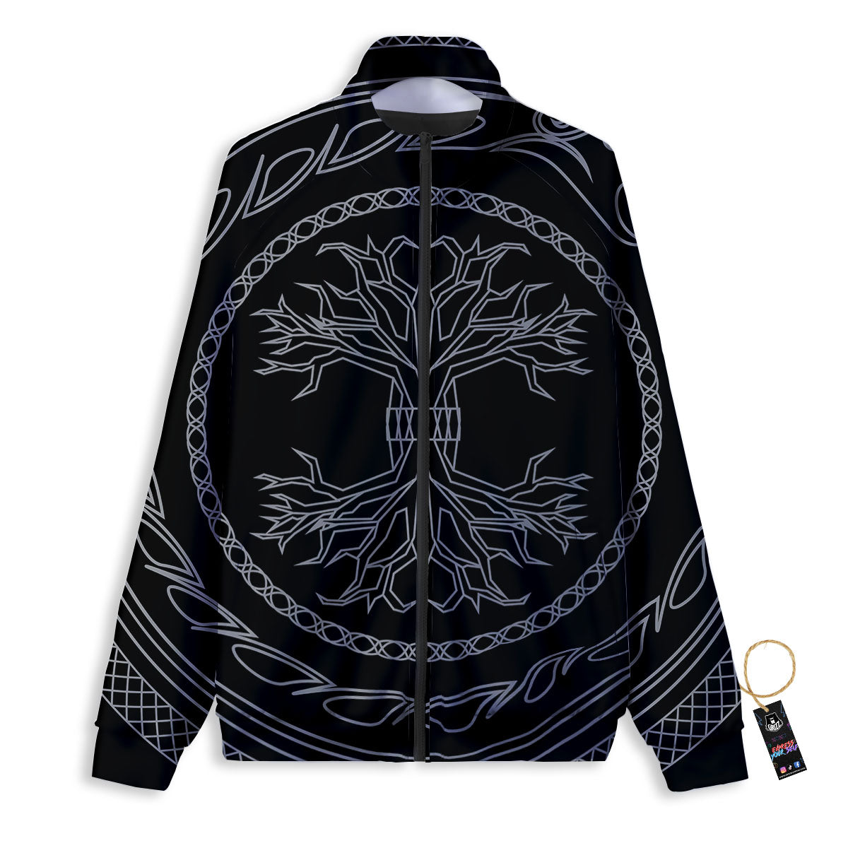 Viking Yggdrasil White And Black Print Track Jacket-grizzshop