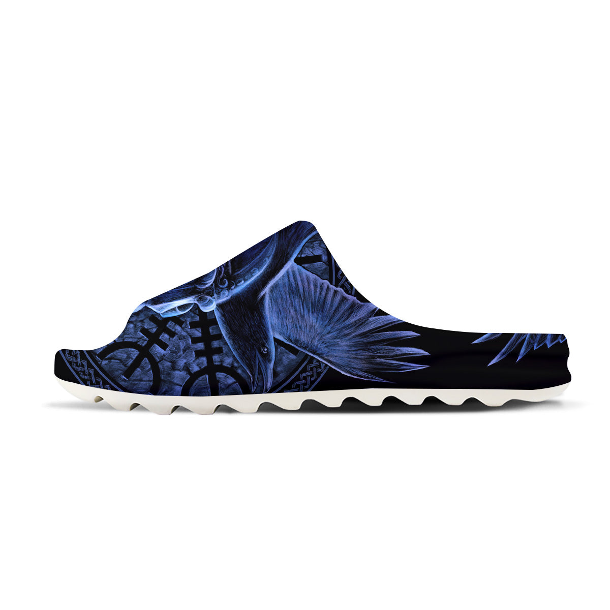 Viking God Odin And Crow Blue Print Sandals-grizzshop