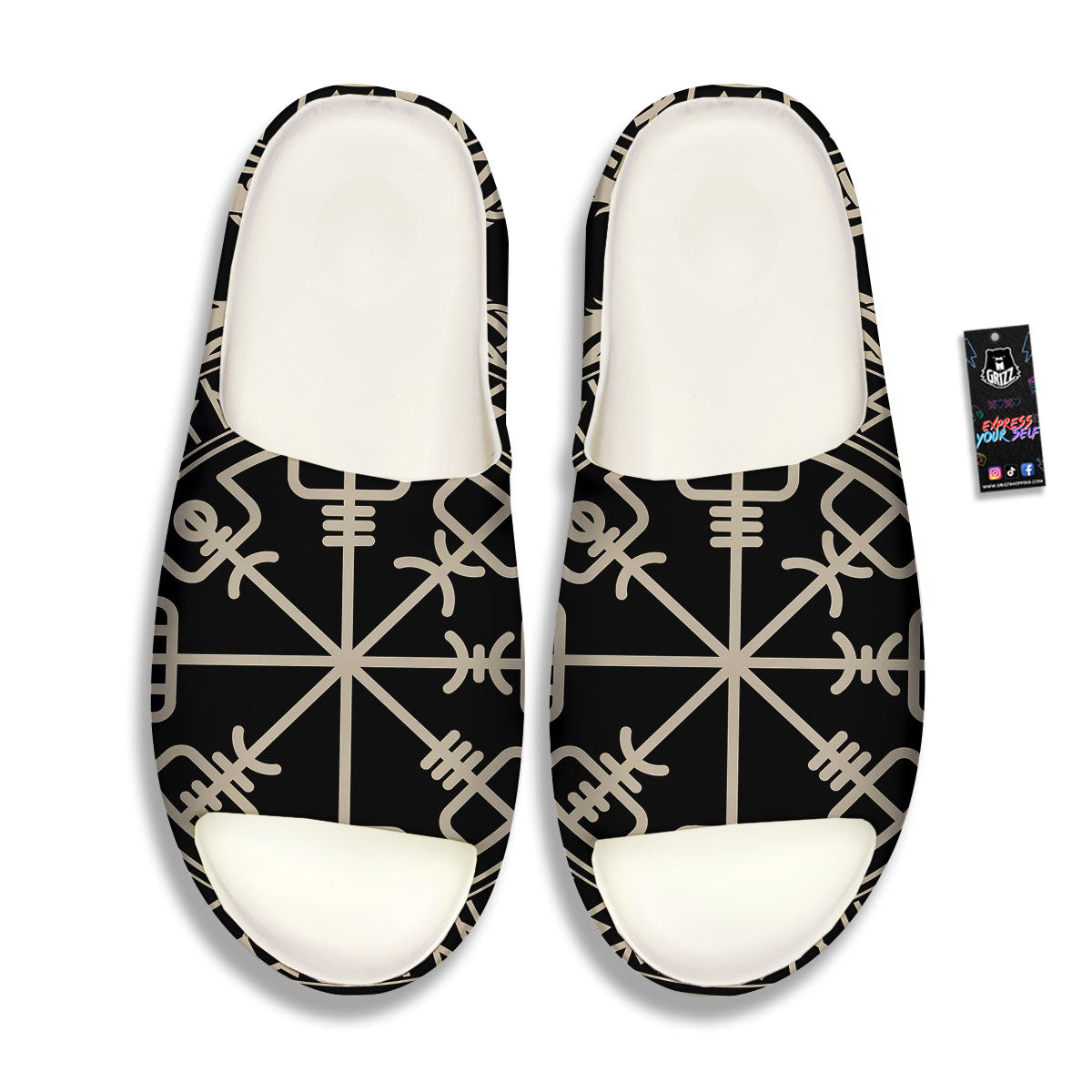 Viking Helm Of Terror Scandinavian Print Sandals-grizzshop