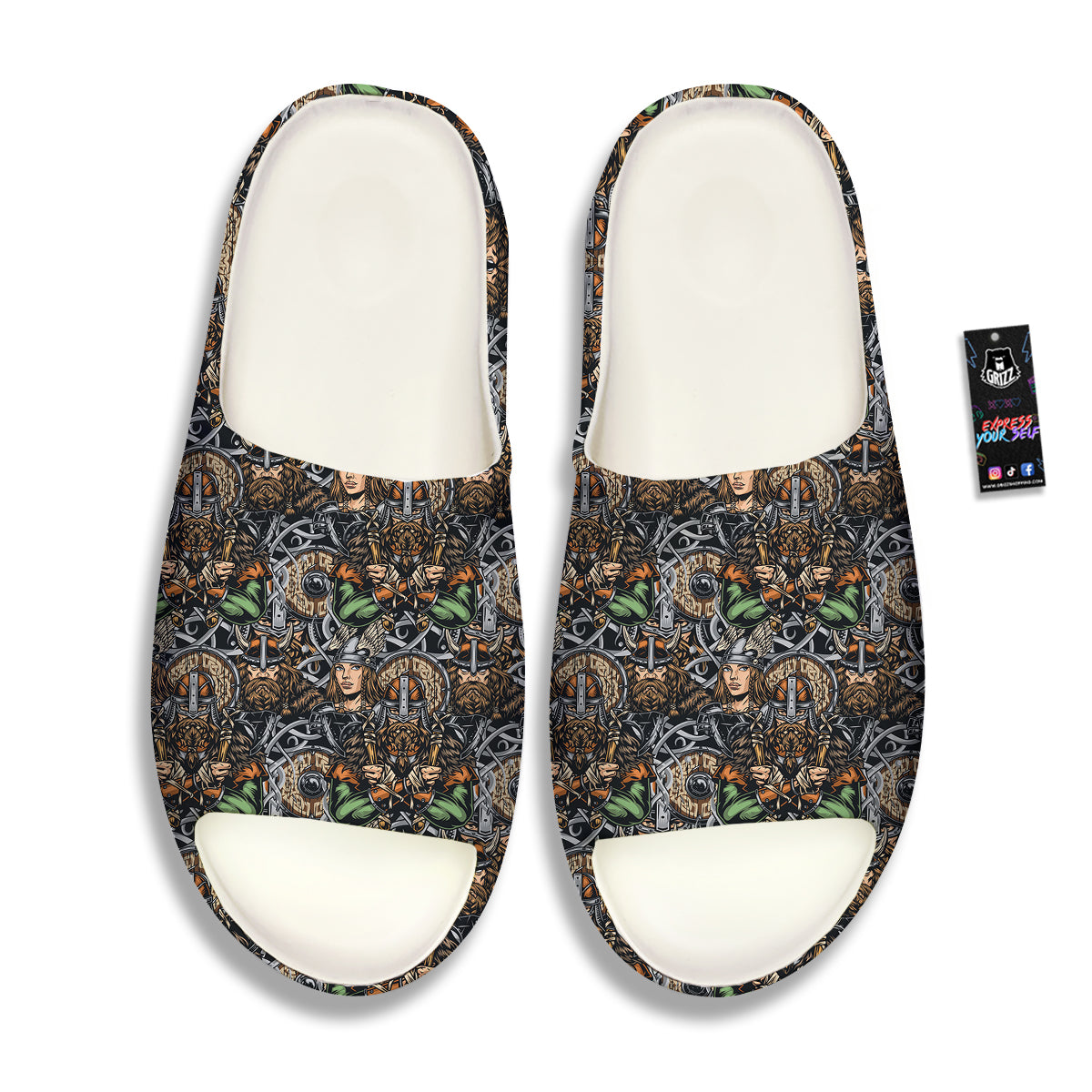 Viking Nordic Warriors Print Pattern Sandals-grizzshop