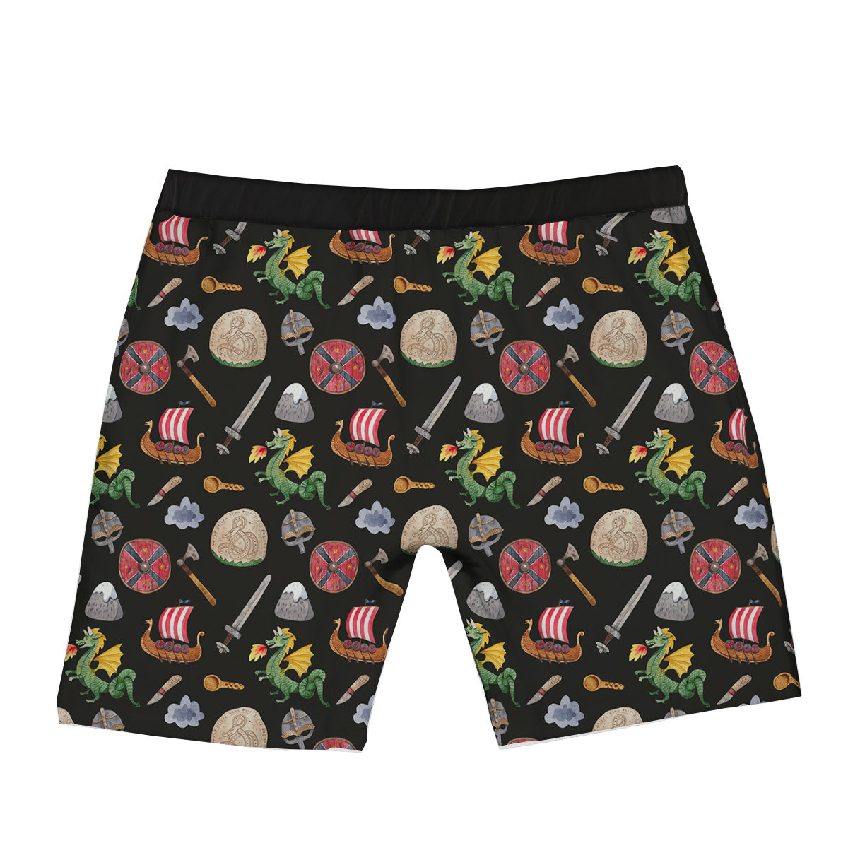 Vikings Watercolor Cartoon Style Print Pattern Boxer Briefs-grizzshop