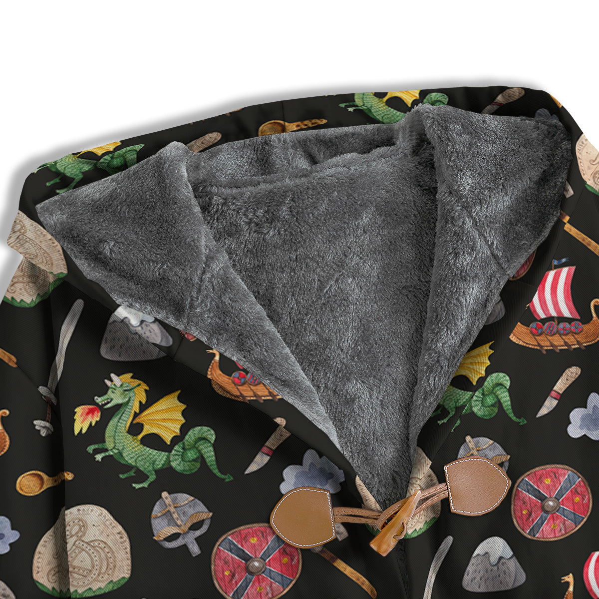 Vikings Watercolor Cartoon Style Print Pattern Men's Windbreaker Jacket-grizzshop