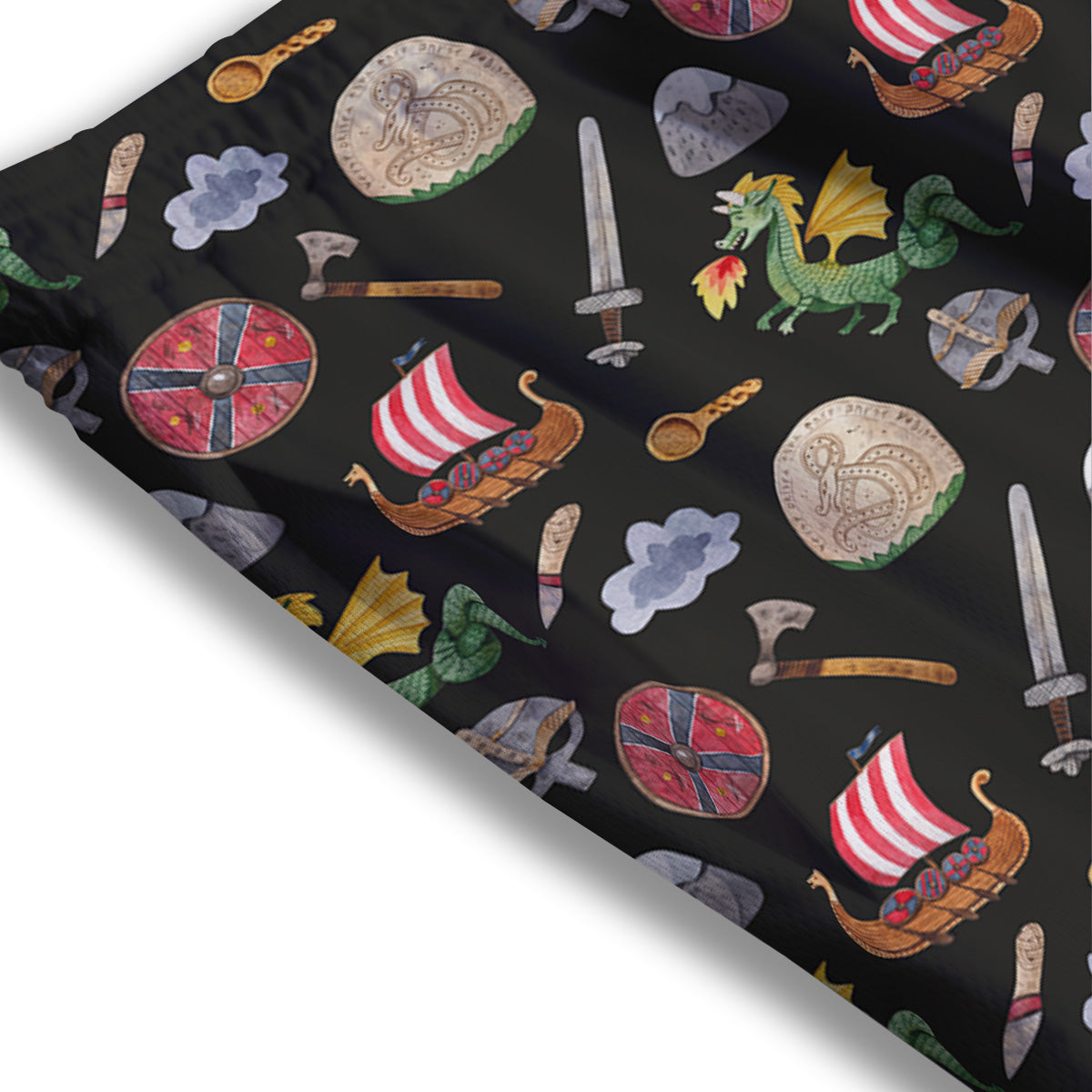 Western Damask Dark Brown Print Mesh Shorts