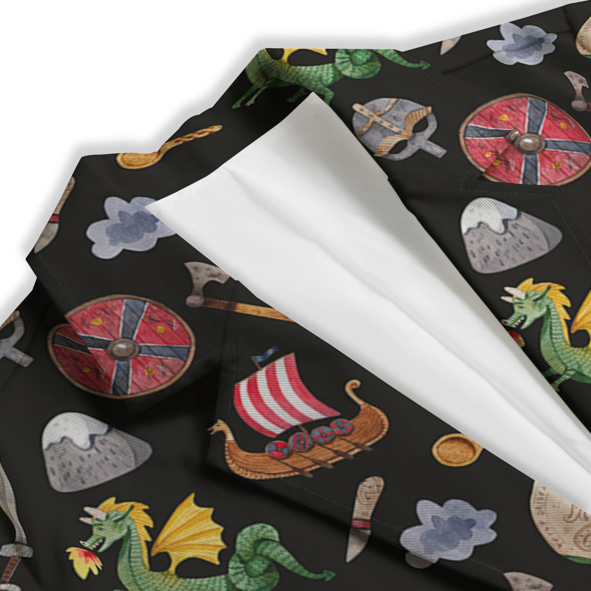 Vikings Watercolor Cartoon Style Print Pattern Women's Blazer-grizzshop