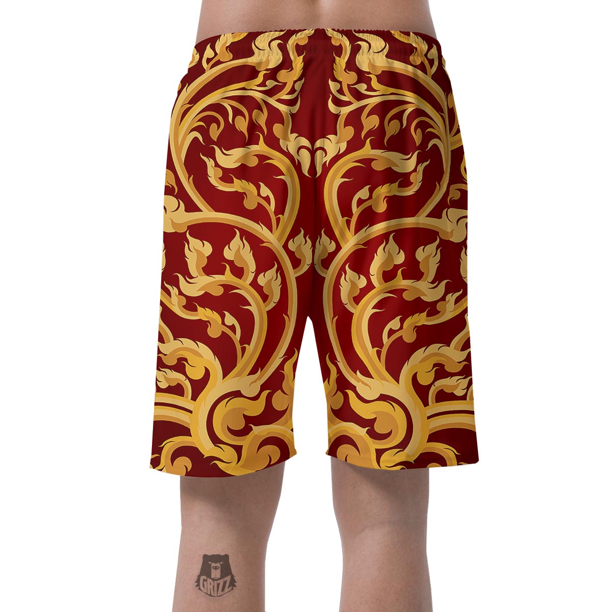 Vines Thai Winding Print Men's Shorts-grizzshop