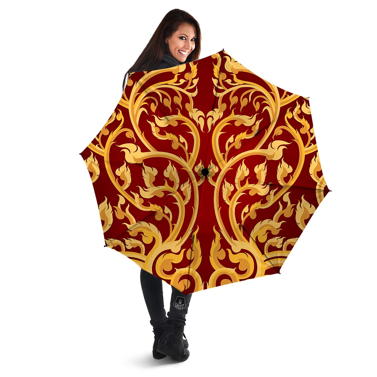 Vines Thai Winding Print Umbrella-grizzshop