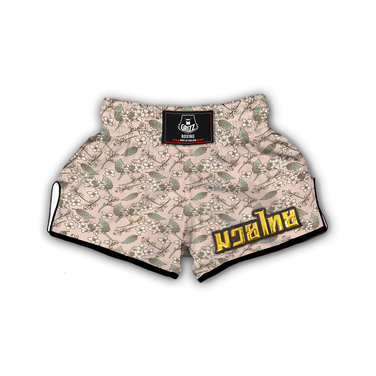 Vintage Asmine Floral Print Pattern Muay Thai Boxing Shorts-grizzshop