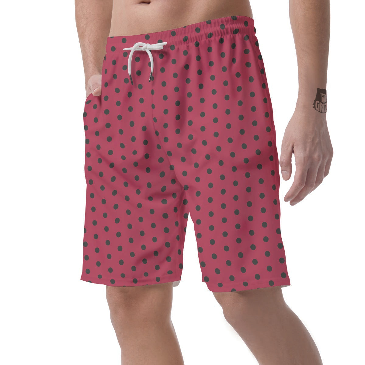 Vintage Black And Pink Tiny Polka Dot Men's Shorts-grizzshop