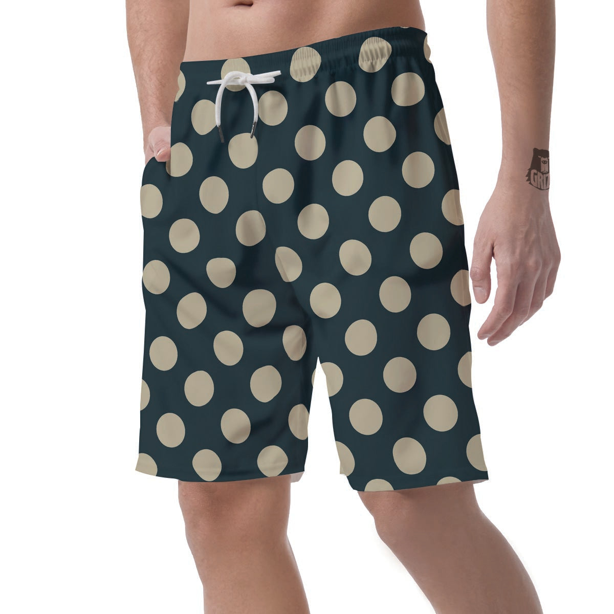 Vintage Black Polka Dot Men's Shorts-grizzshop