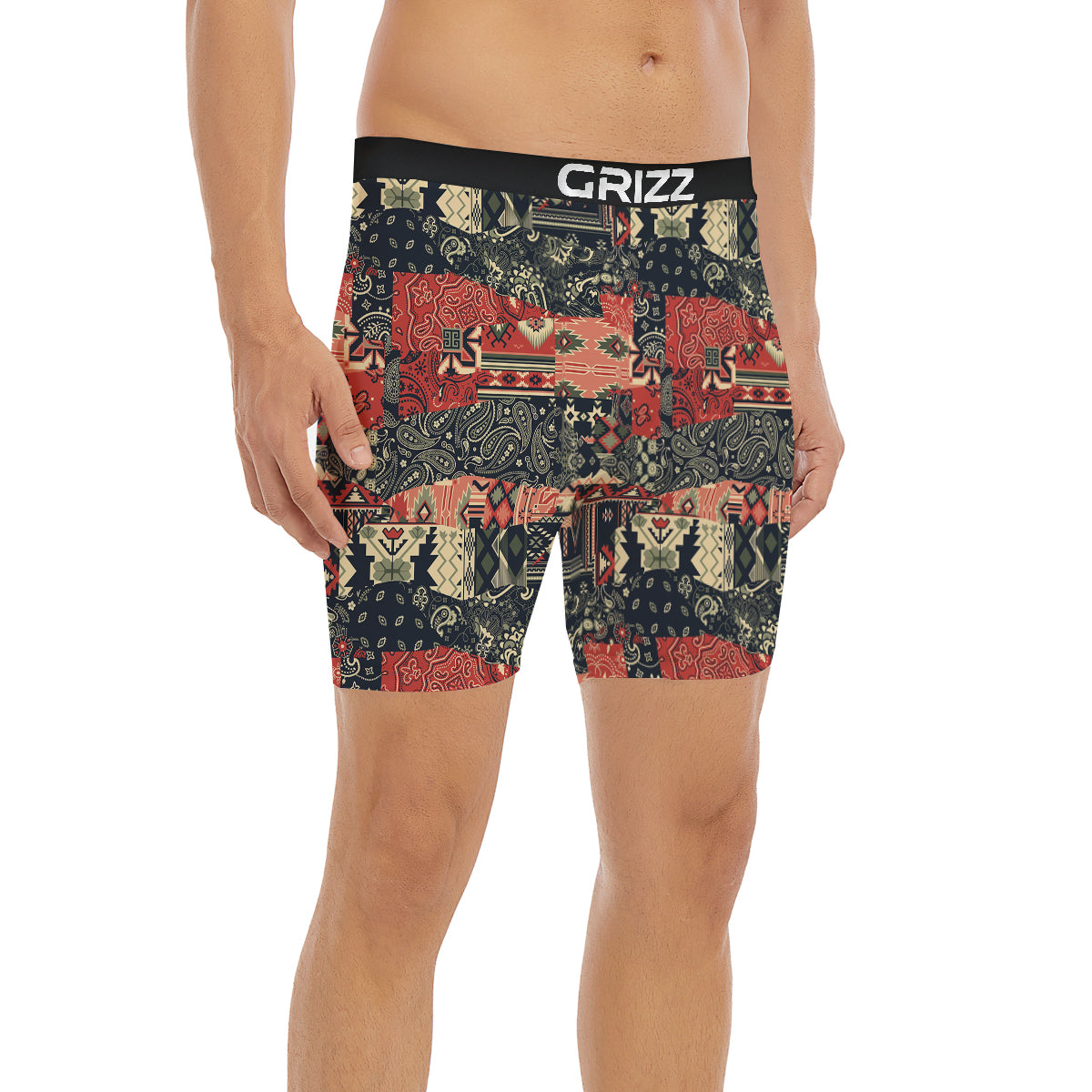 Vintage Color Bandana Patchwork Abstract Print Pattern Boxer Briefs-grizzshop