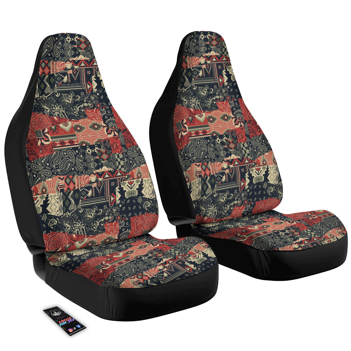 Vintage Color Bandana Patchwork Abstract Print Pattern Car Seat Covers-grizzshop