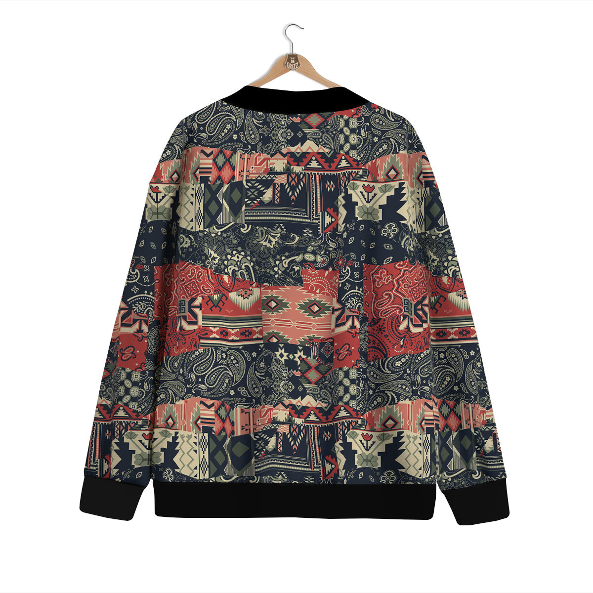 Vintage Color Bandana Patchwork Abstract Print Pattern Cardigan-grizzshop