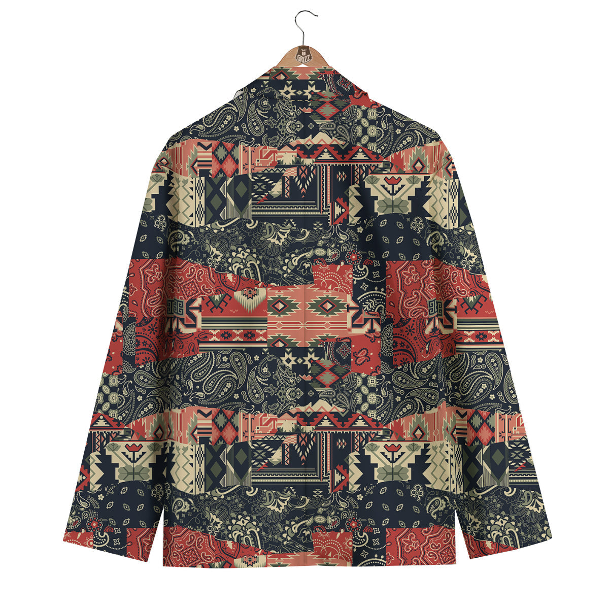 Vintage Color Bandana Patchwork Abstract Print Pattern Men's Blazer-grizzshop