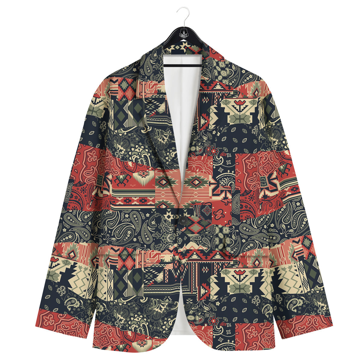 Vintage Color Bandana Patchwork Abstract Print Pattern Men's Sport Coat-grizzshop