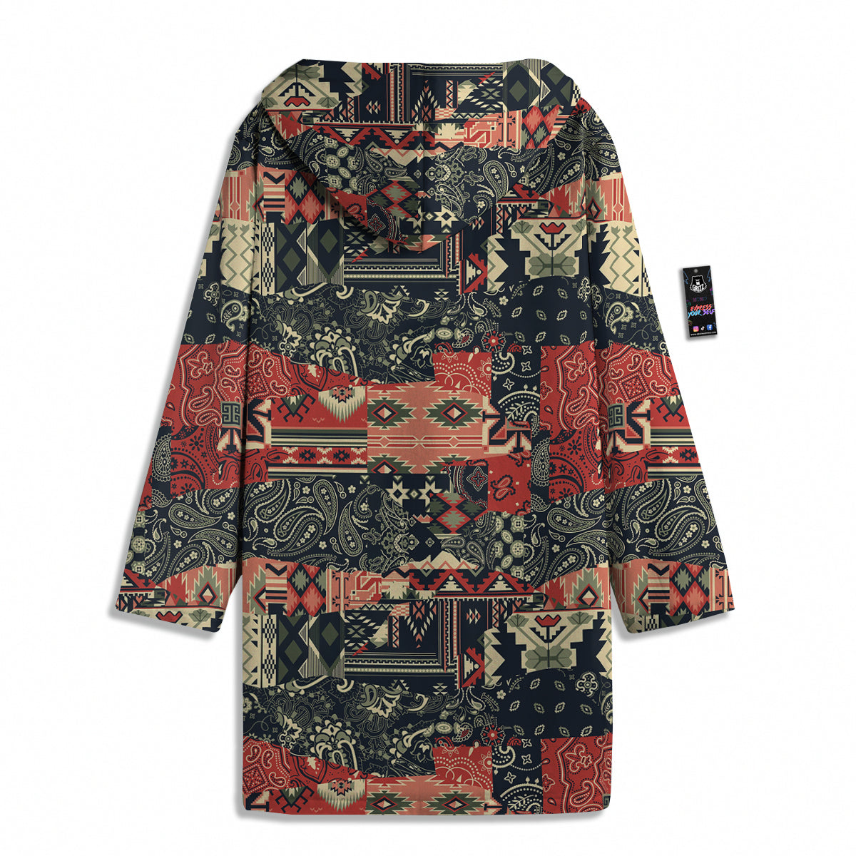 Vintage Color Bandana Patchwork Abstract Print Pattern Men's Windbreaker Jacket-grizzshop