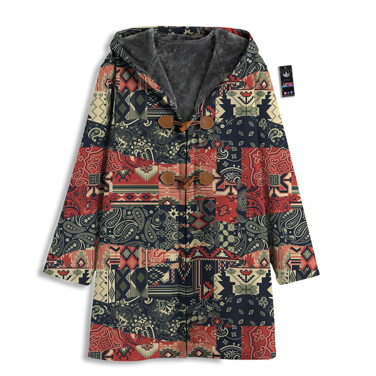 Vintage Color Bandana Patchwork Abstract Print Pattern Men's Windbreaker Jacket-grizzshop