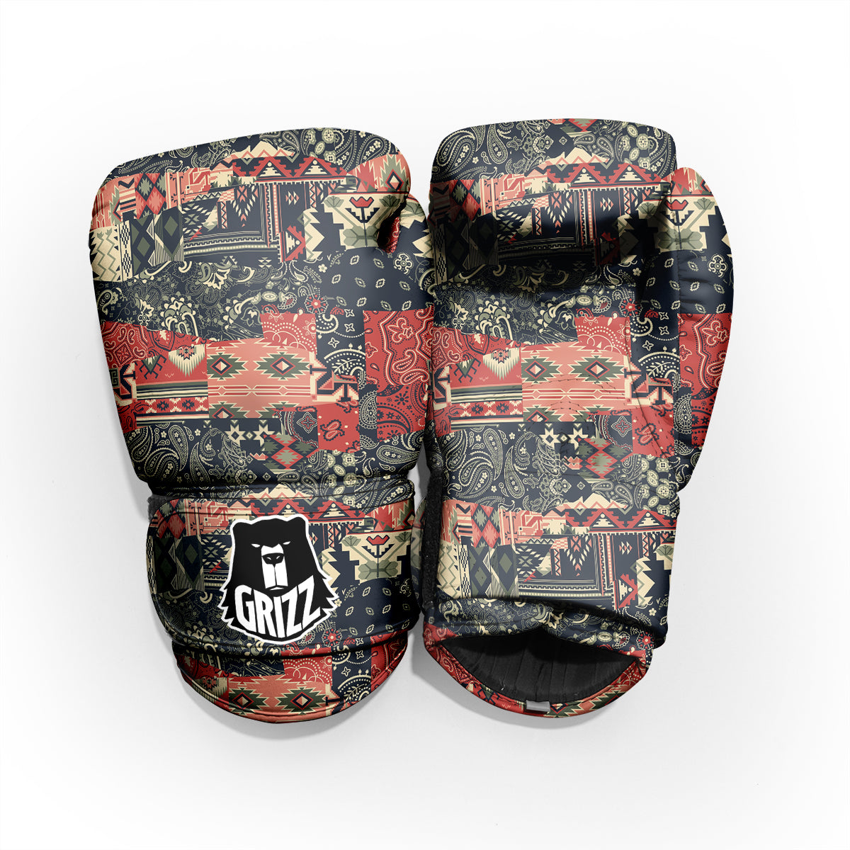 Vintage Color Bandana Patchwork Abstract Print Pattern Pro Boxing Glove