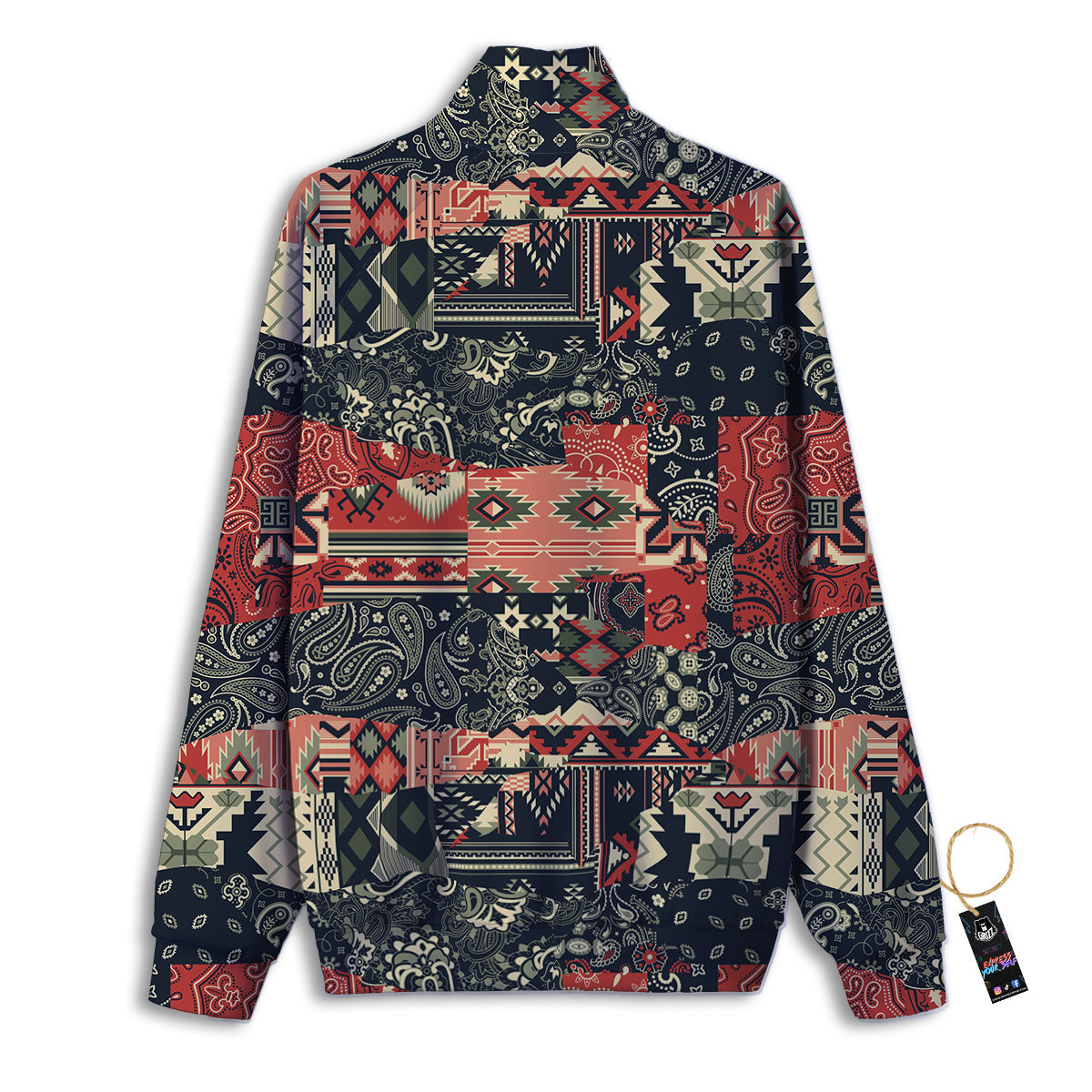 Vintage Color Bandana Patchwork Abstract Print Pattern Track Jacket-grizzshop