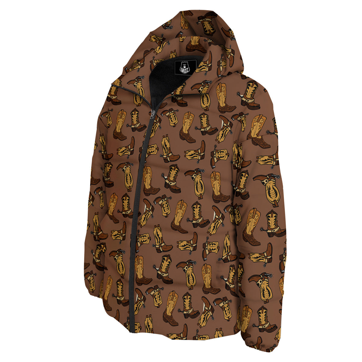 Vintage Cowboy Boots Print Pattern Down Jacket-grizzshop