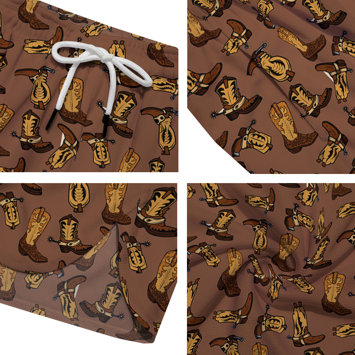 Vintage Cowboy Boots Print Pattern Men's Running Shorts-grizzshop