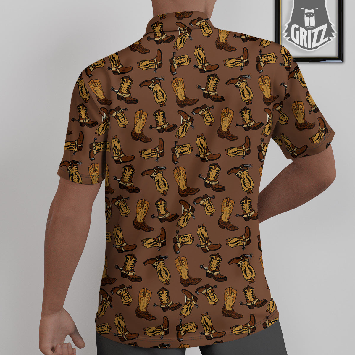 Vintage Cowboy Boots Print Pattern Untucked Shirts-grizzshop