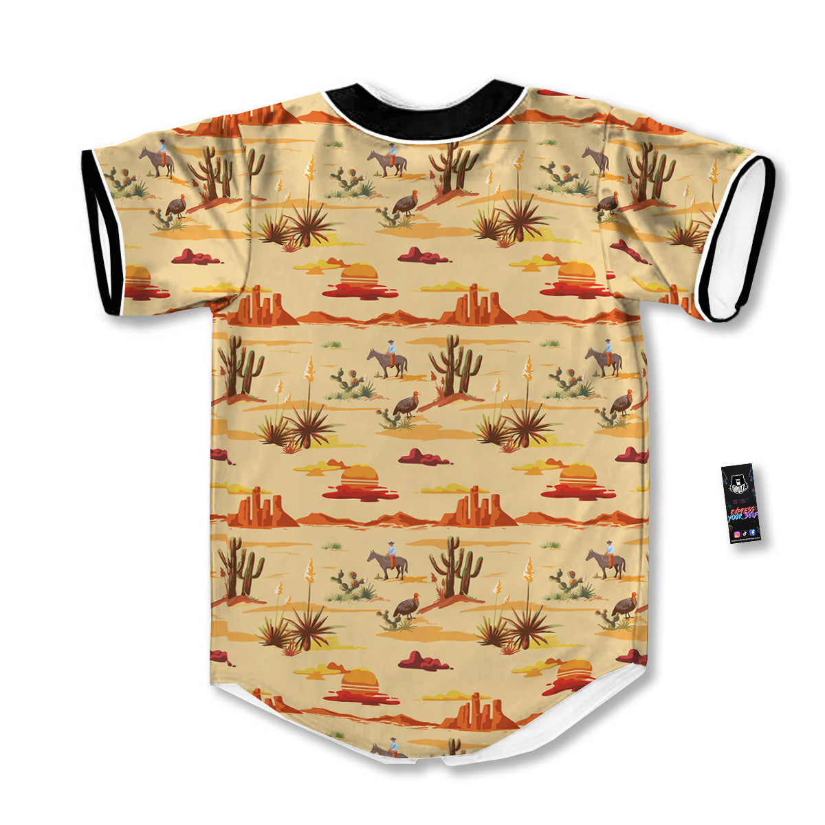 Vintage Cowboy Print Pattern Baseball Jersey-grizzshop