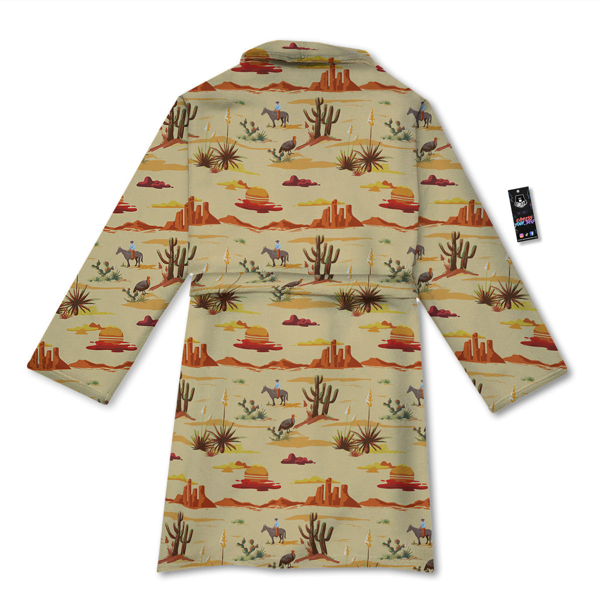 Vintage Cowboy Print Pattern Bathrobe-grizzshop