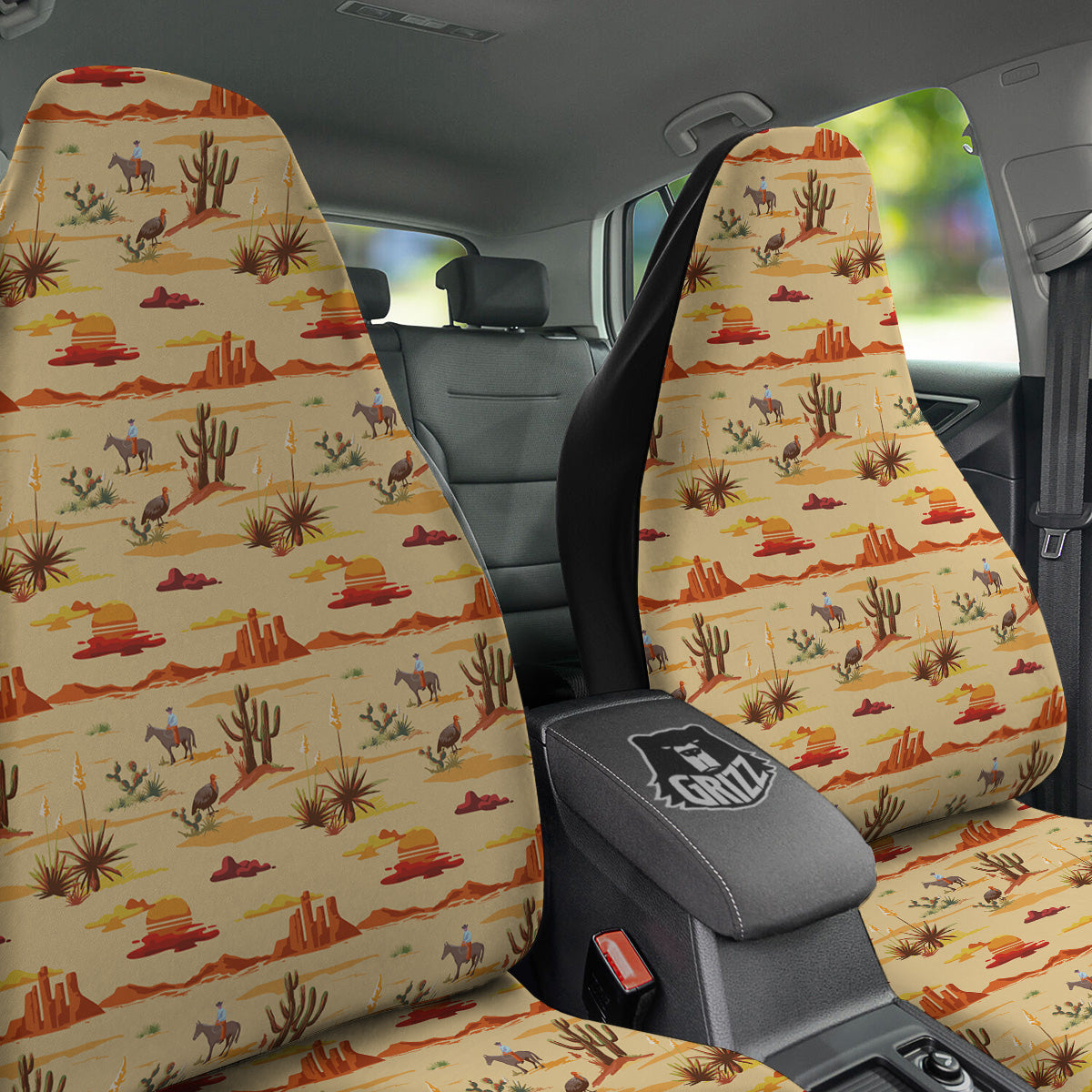 Vintage Cowboy Print Pattern Car Seat Covers-grizzshop