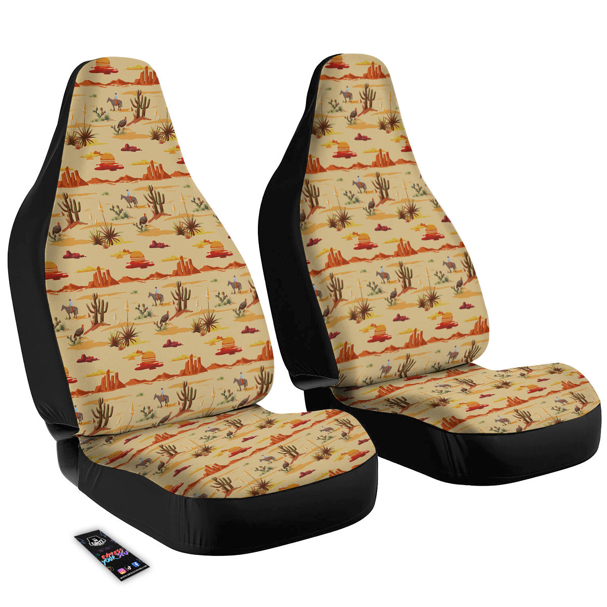 Vintage Cowboy Print Pattern Car Seat Covers-grizzshop