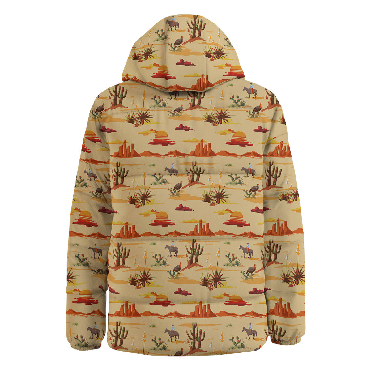 Vintage Cowboy Print Pattern Down Jacket-grizzshop