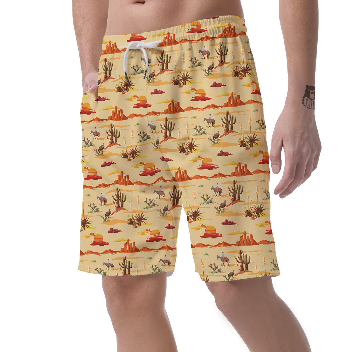 Vintage Cowboy Print Pattern Men's Shorts-grizzshop