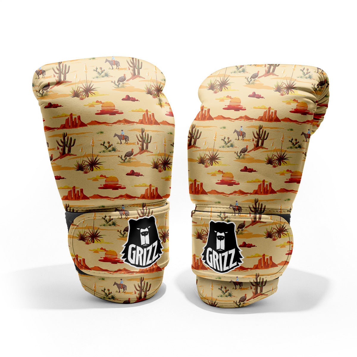 Vintage Cowboy Print Pattern Pro Boxing Glove