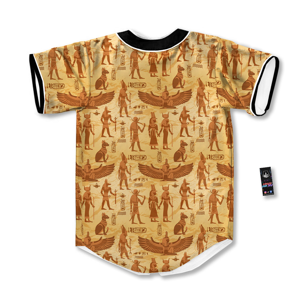 Vintage Egypt Papyrus Ancient Print Pattern Baseball Jersey-grizzshop
