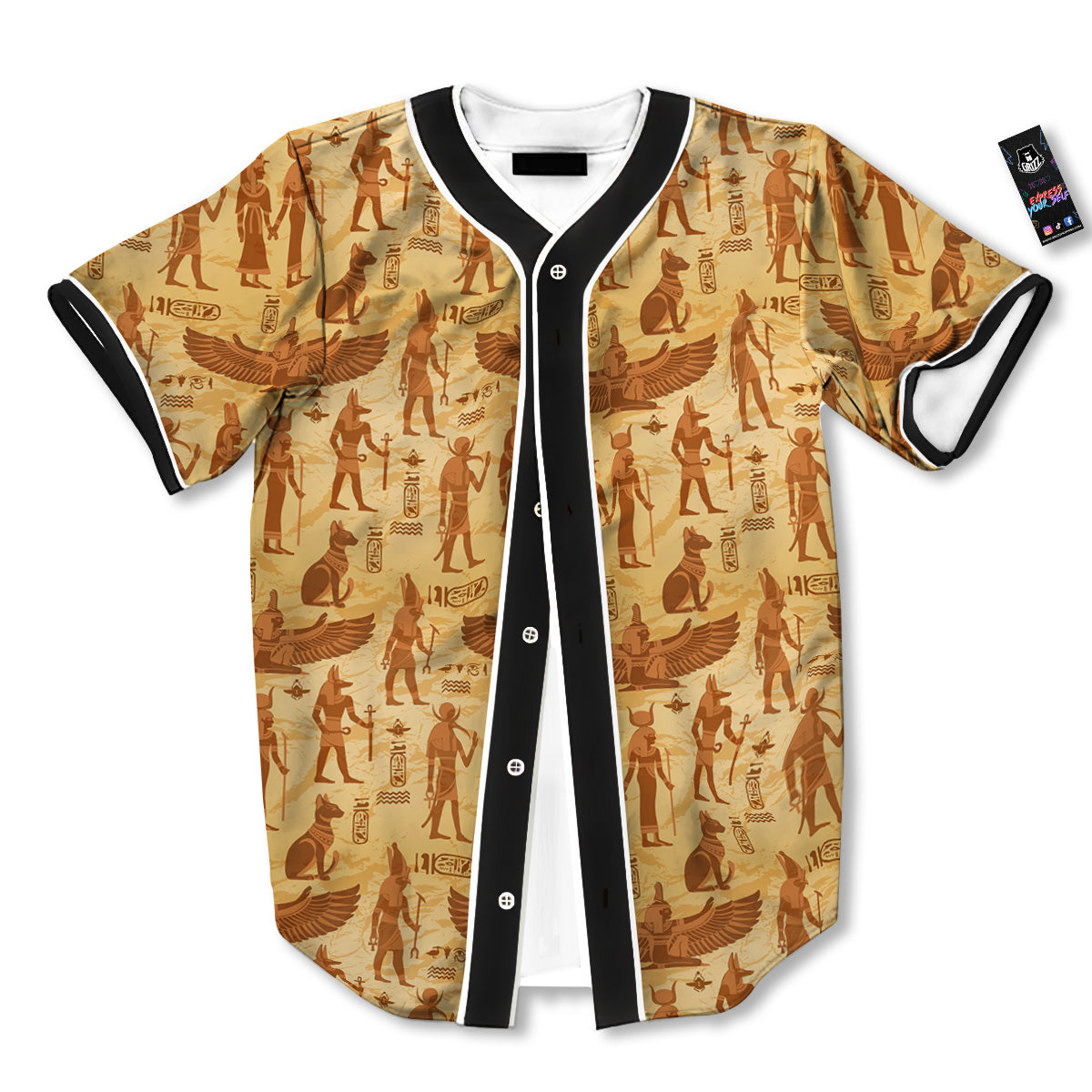 Vintage Egypt Papyrus Ancient Print Pattern Baseball Jersey-grizzshop