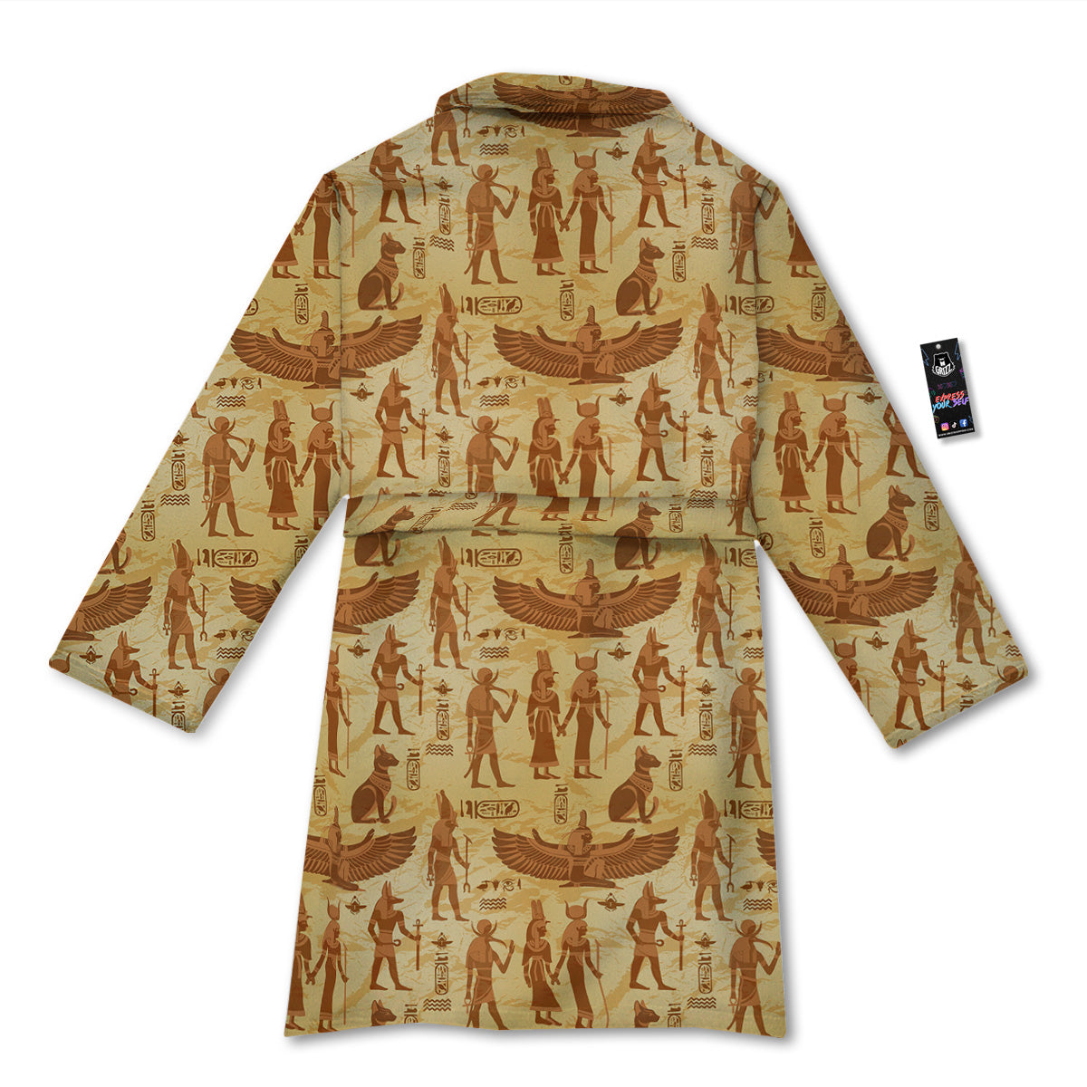 Vintage Egypt Papyrus Ancient Print Pattern Bathrobe-grizzshop