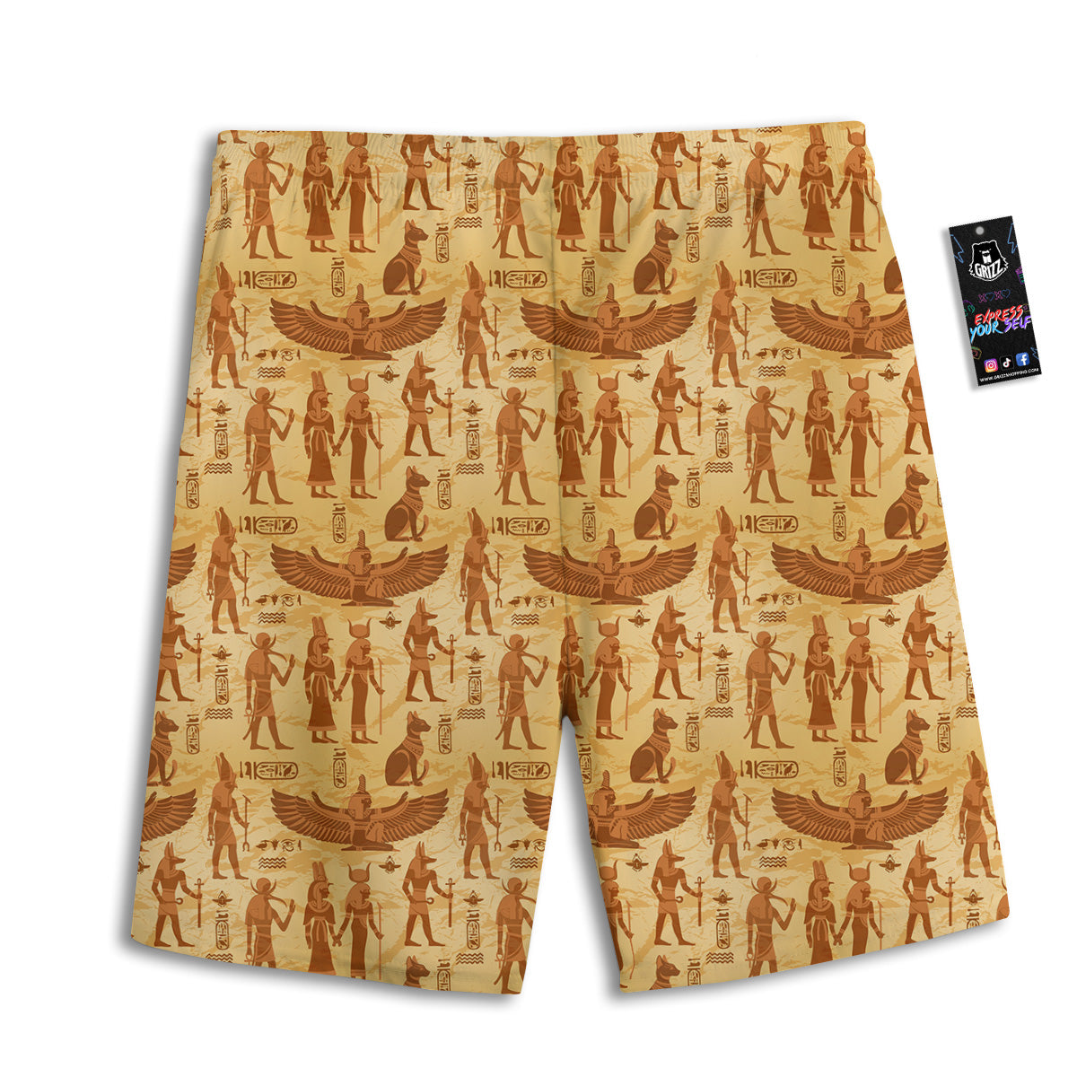 Vintage Egypt Papyrus Ancient Print Pattern Men's Athletic Shorts