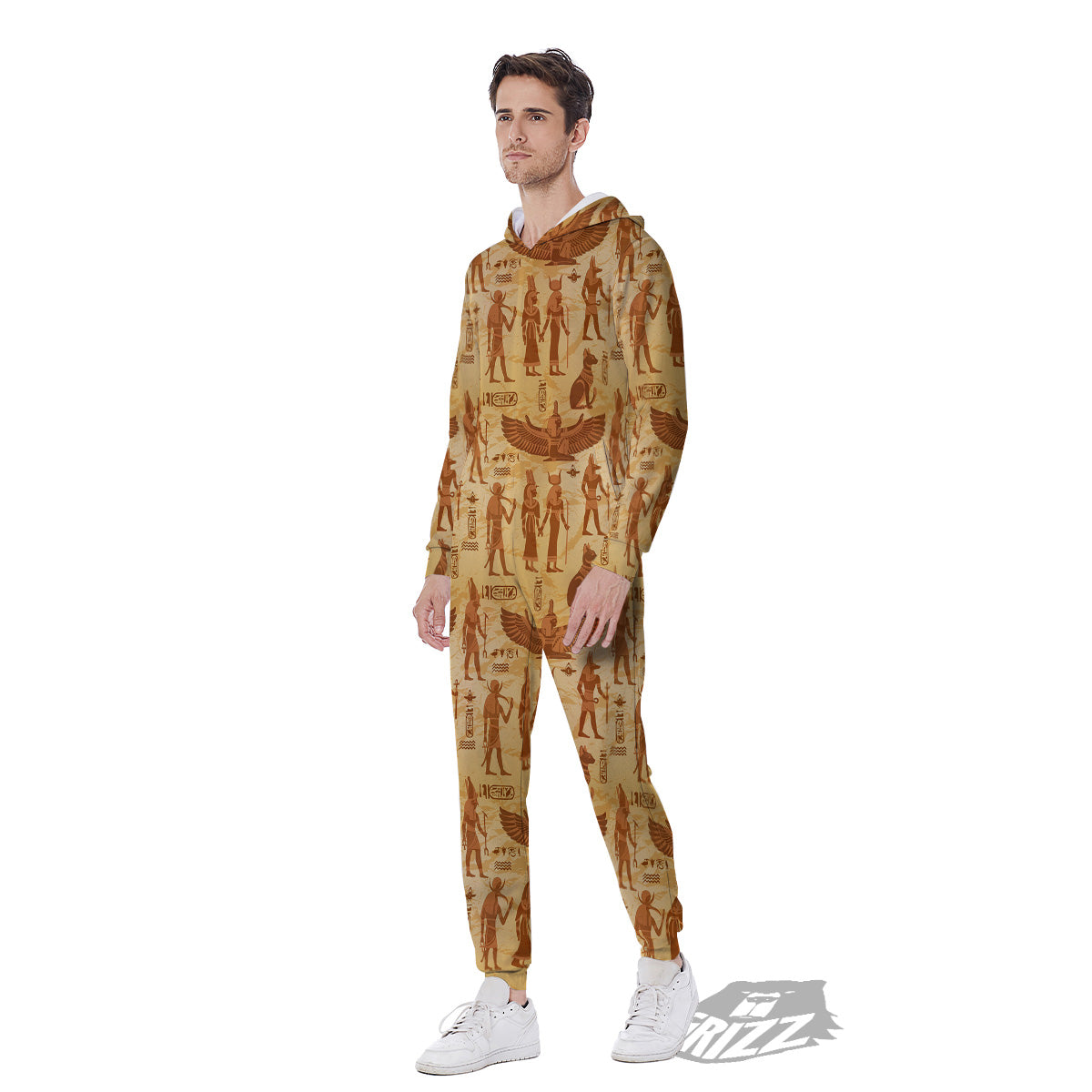 Vintage Egypt Papyrus Ancient Print Pattern Men's Jumpsuit-grizzshop