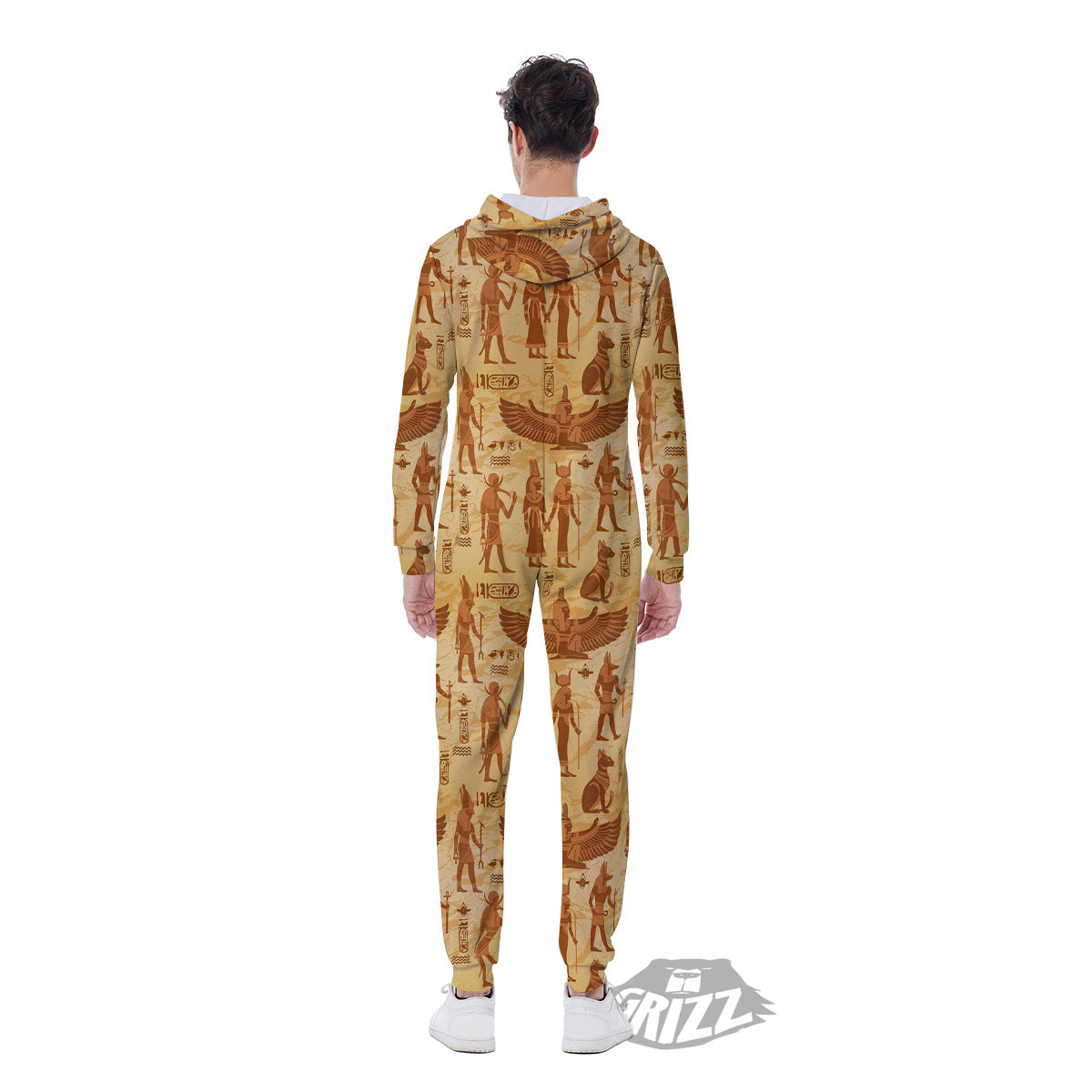 Vintage Egypt Papyrus Ancient Print Pattern Men's Jumpsuit-grizzshop