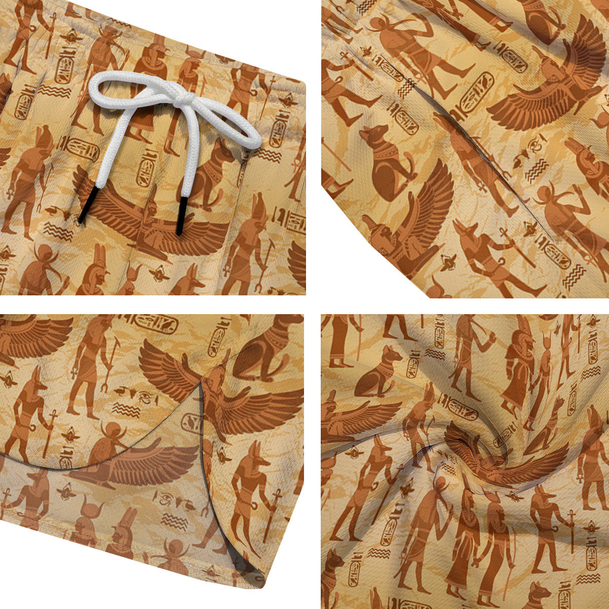 Vintage Egypt Papyrus Ancient Print Pattern Men's Running Shorts-grizzshop