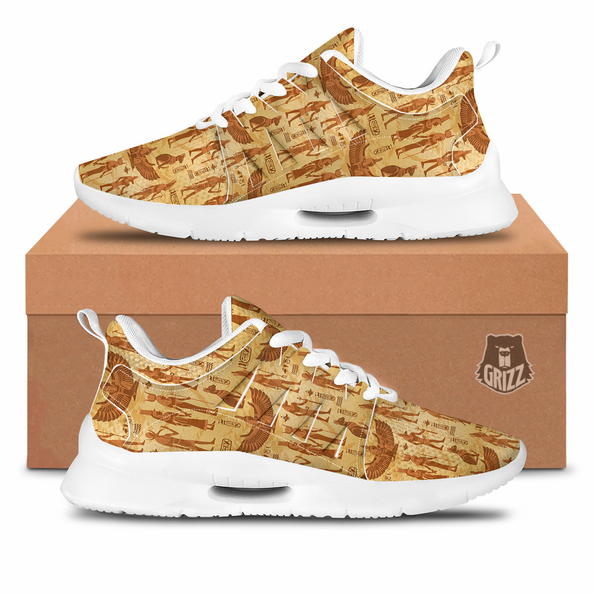 Vintage Egypt Papyrus Ancient Print Pattern Tennis Shoes-grizzshop