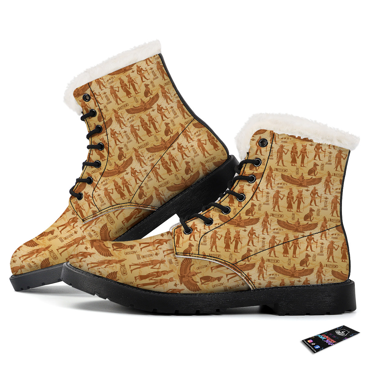 Vintage Egypt Papyrus Ancient Print Pattern Winter Boots-grizzshop