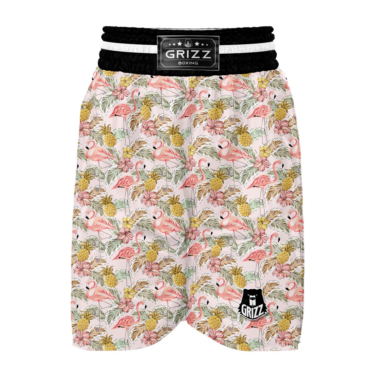 Vintage Flamingo Pink Pineapple Print Boxing Shorts-grizzshop