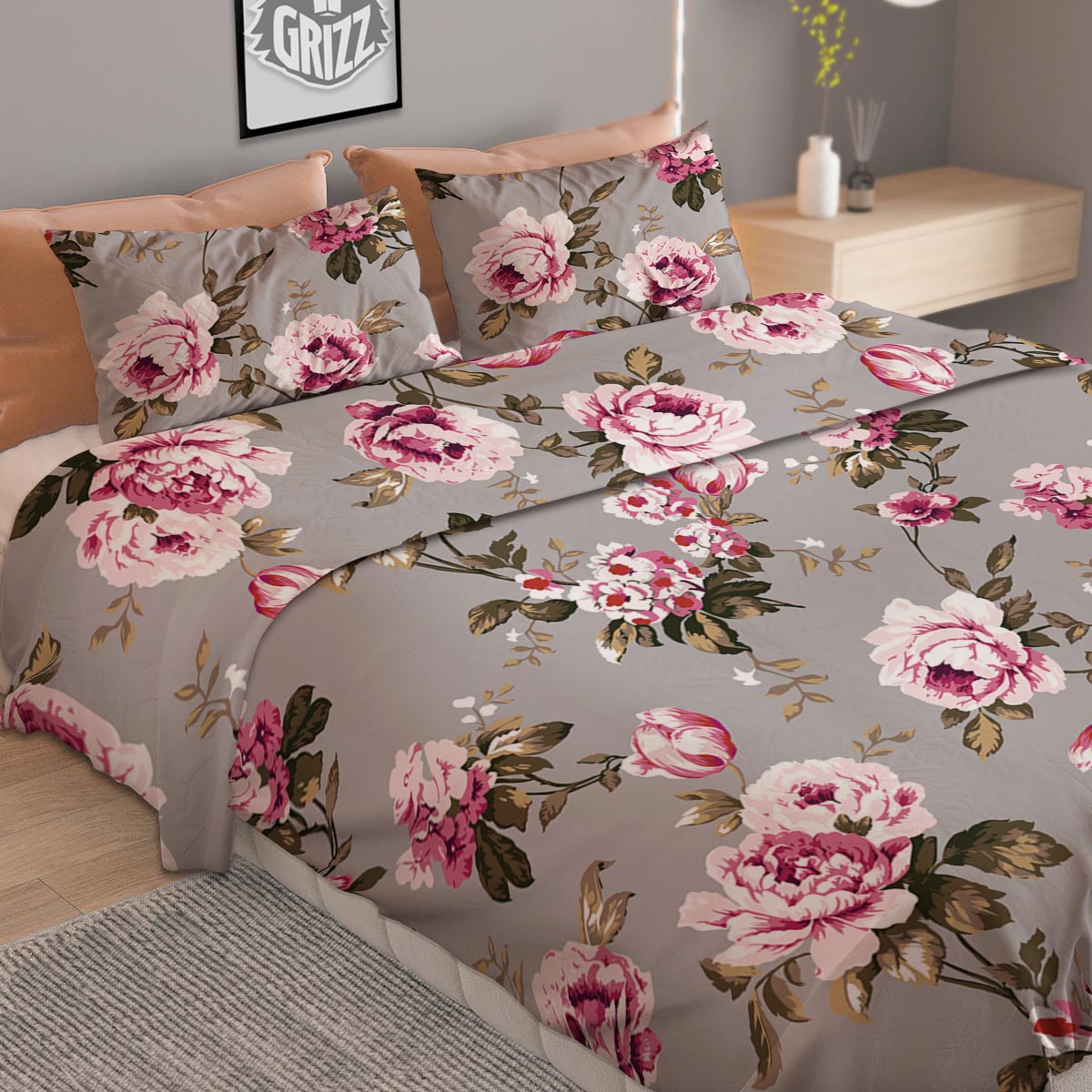 Vintage Floral Shabby Chic Print Pattern Duvet Cover Bedding Set