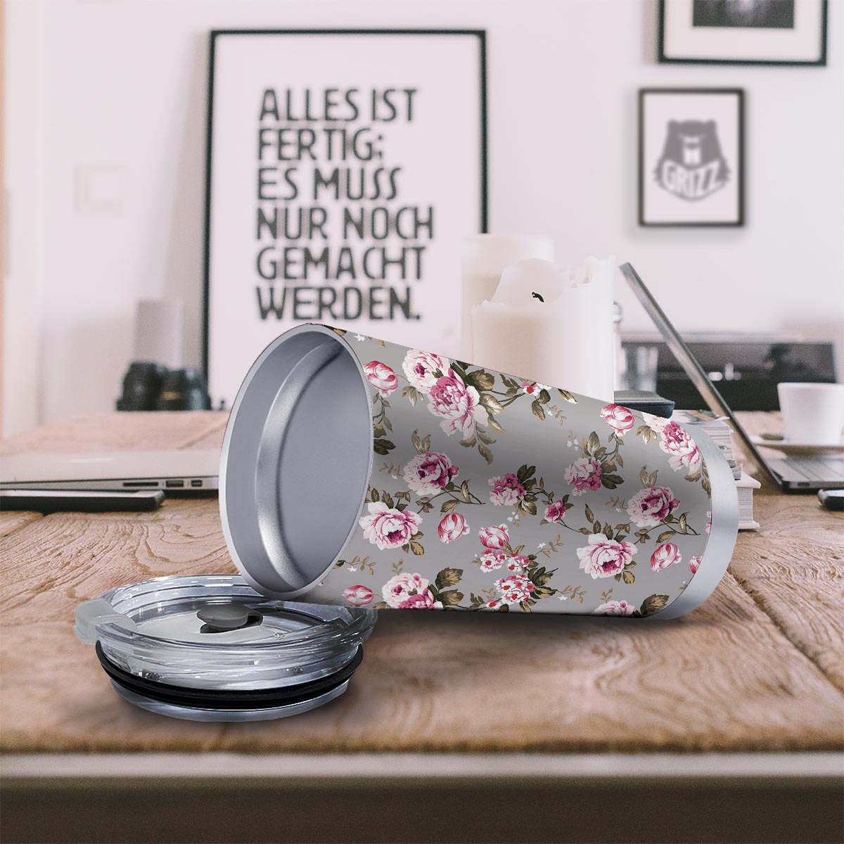 Vintage Floral Shabby Chic Print Pattern Tumbler-grizzshop