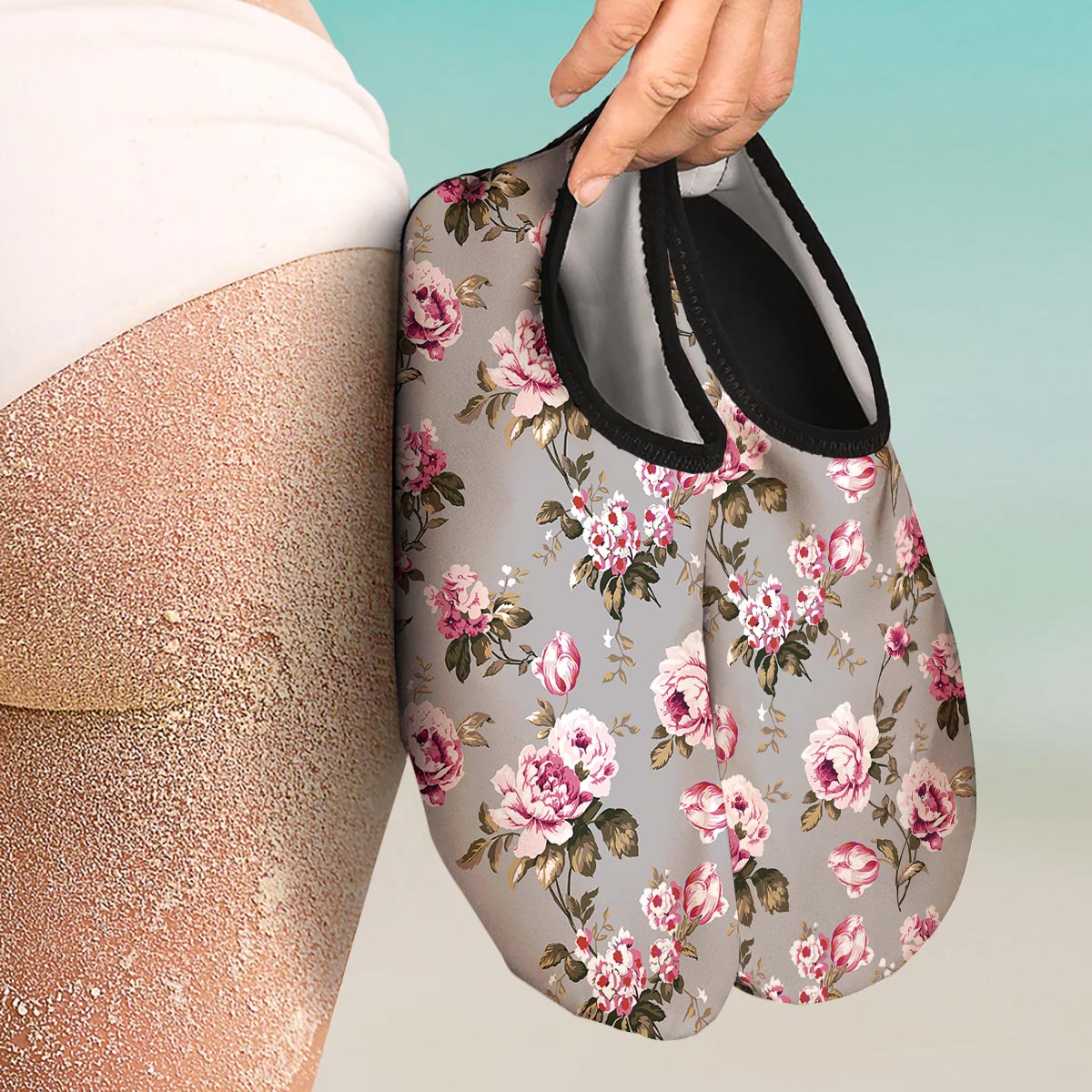 Vintage Floral Shabby Chic Print Pattern Water Shoes-grizzshop