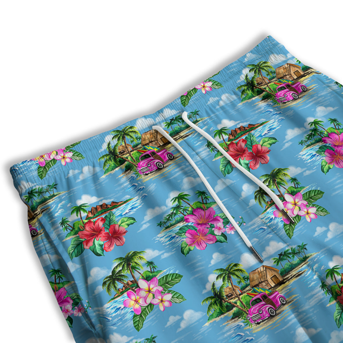 Vintage Hawaiian And Blue Sky Print Pattern Men's Athletic Shorts