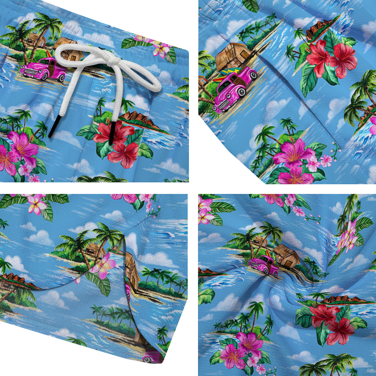 Vintage Hawaiian And Blue Sky Print Pattern Men's Running Shorts-grizzshop