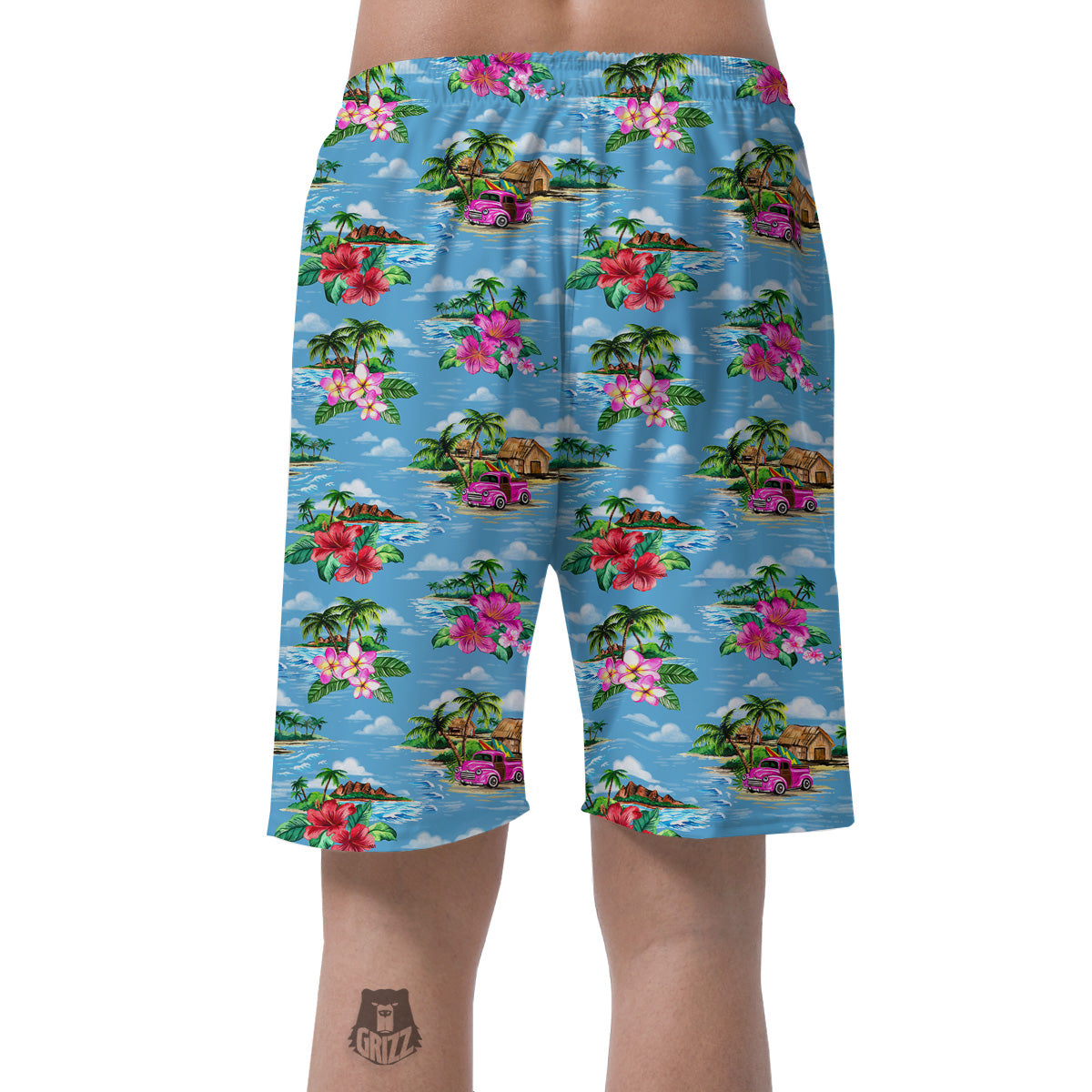Vintage Hawaiian And Blue Sky Print Pattern Men's Shorts-grizzshop