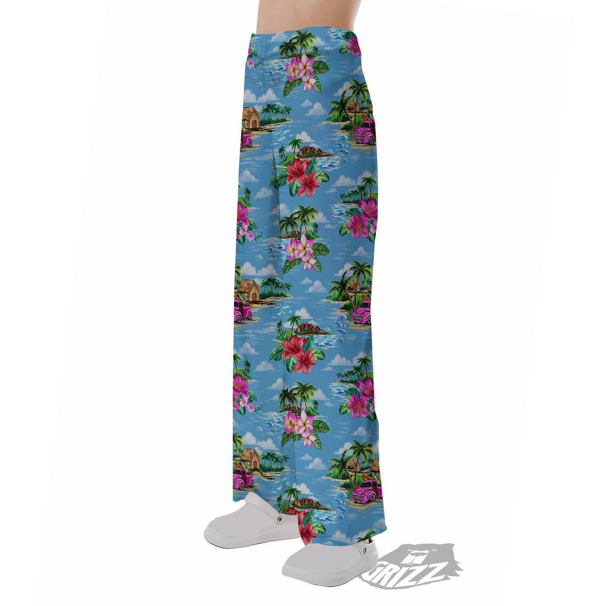 Vintage Hawaiian And Blue Sky Print Pattern Pajama Pants-grizzshop