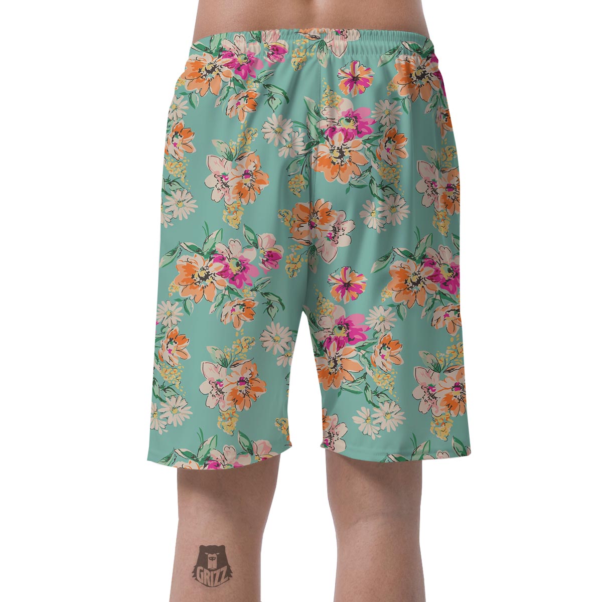 Vintage Pastel Floral Print Men's Shorts-grizzshop